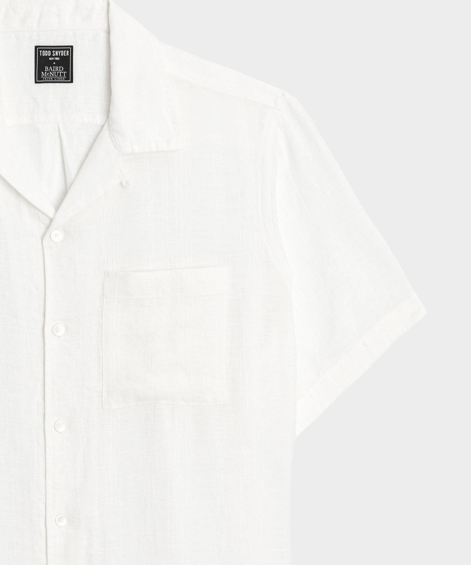 Textured Cropped Sea Soft Irish Linen Camp Collar Shirt - Image 5