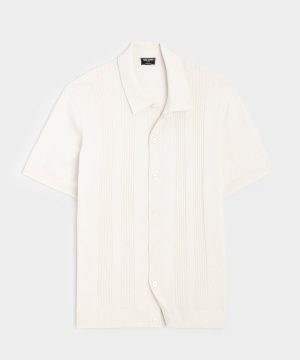 Silk-Cotton Ribbed Full-Placket Sweater Polo