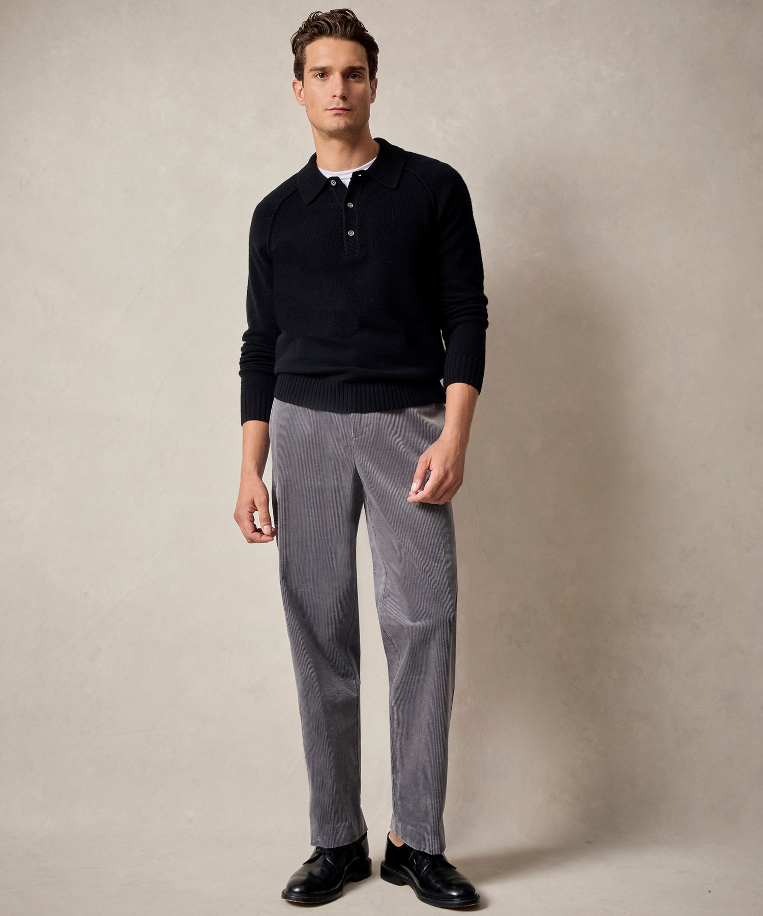 Nomad Cashmere Polo in Black - Image 3