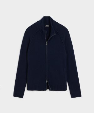 Nomad Cashmere Full-Zip Sweater in Navy