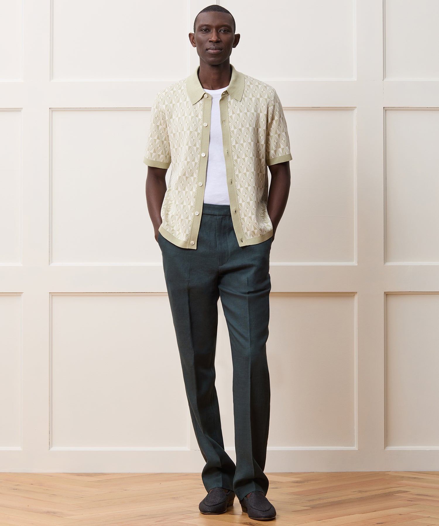 Straight Fit Linen Tab Trouser - Image 3
