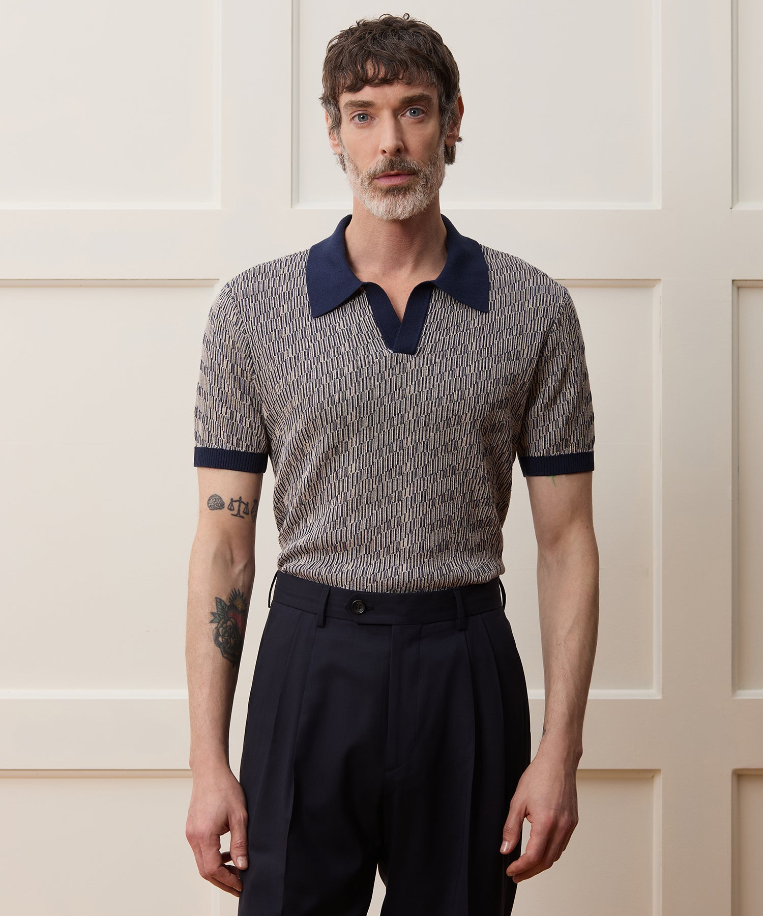 Silk-Cotton Skip-Stitch Montauk Sweater Polo - Image 2