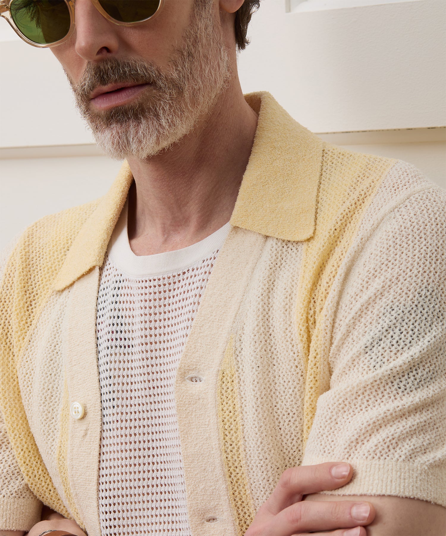 Cropped Boucle Sweater Polo - Image 4