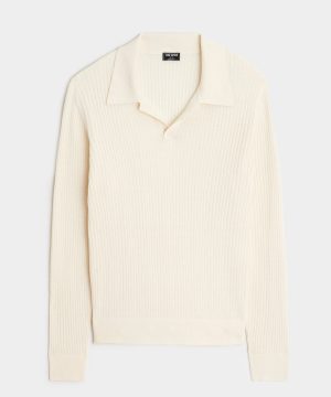 Silk-Cashmere Ribbed Montauk Sweater Polo