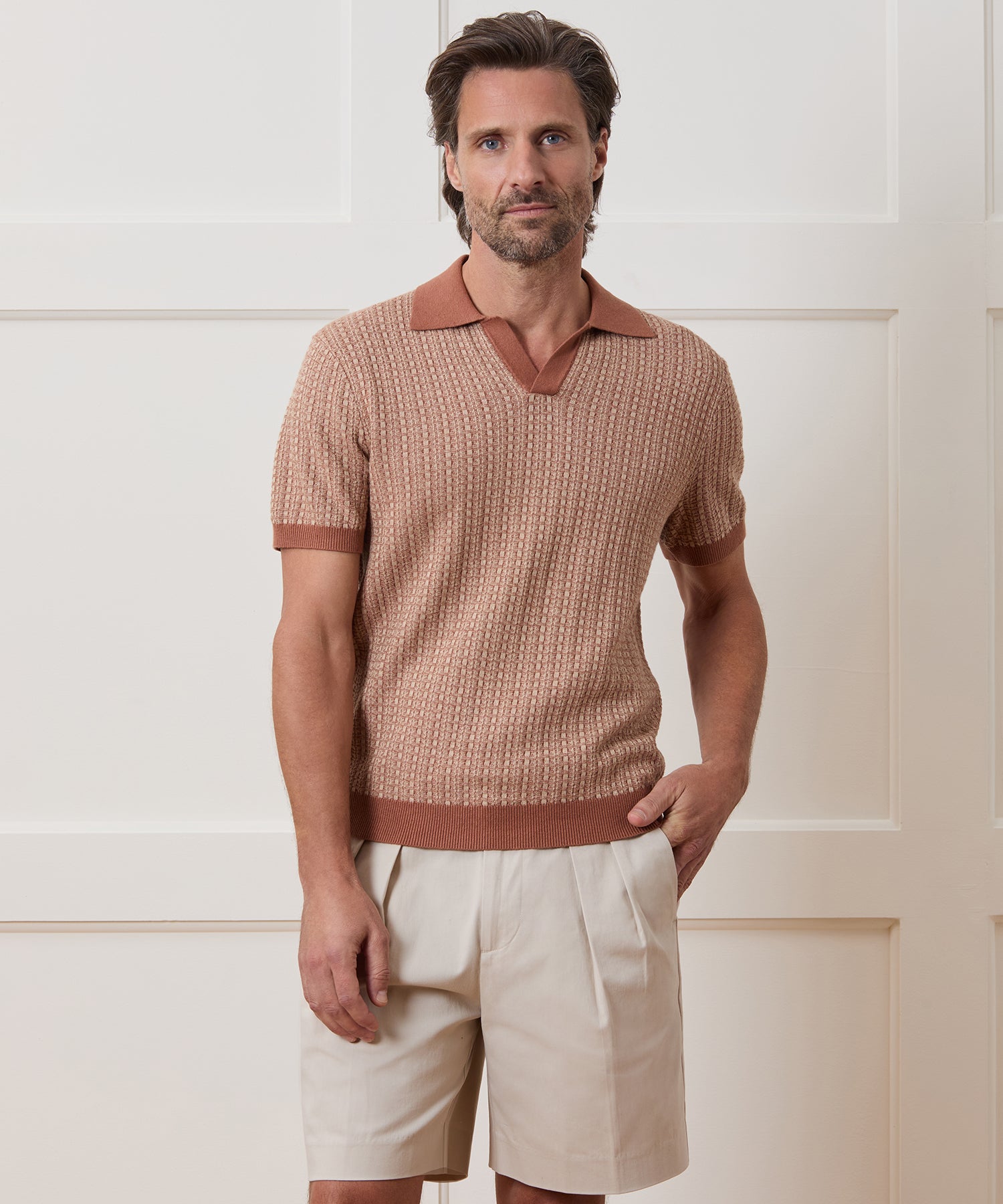Linen Geometric Montauk Sweater Polo - Image 2