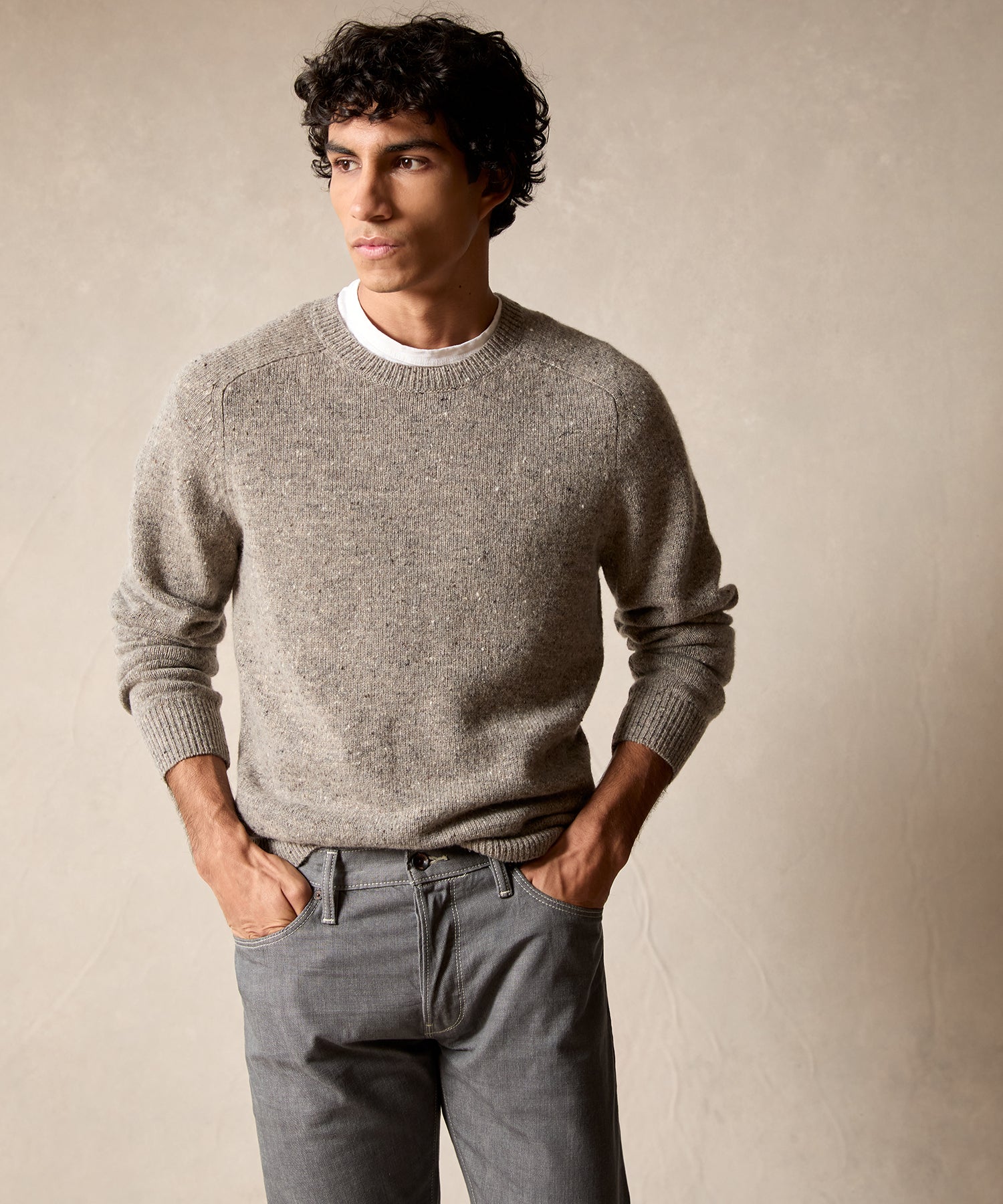 Donegal Crewneck Sweater in Stone Grey - Image 2