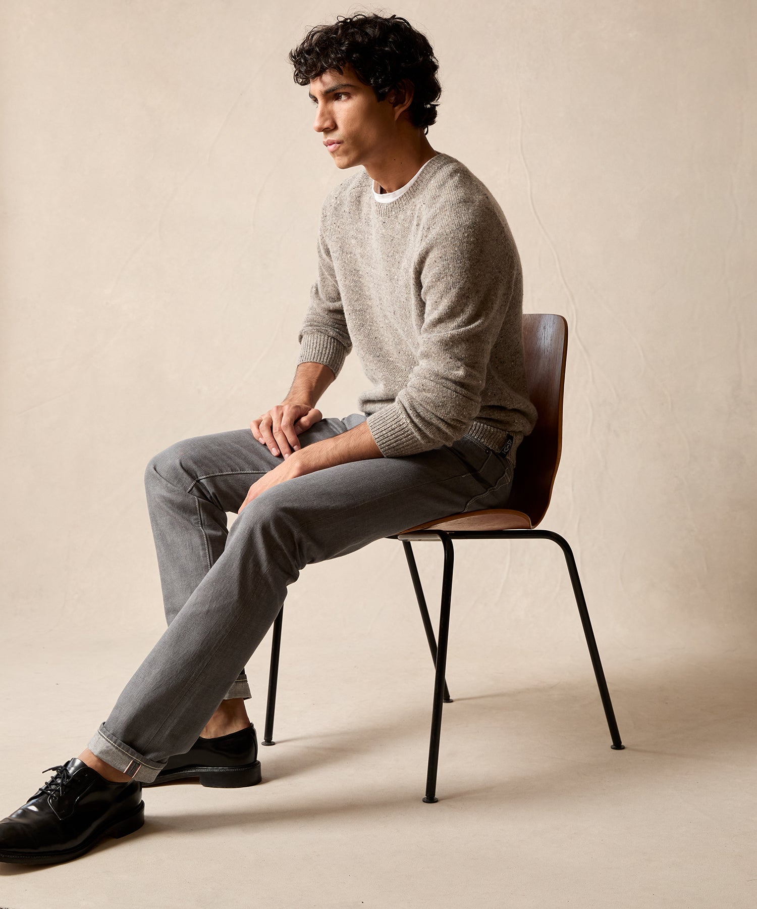 Donegal Crewneck Sweater in Stone Grey - Image 5