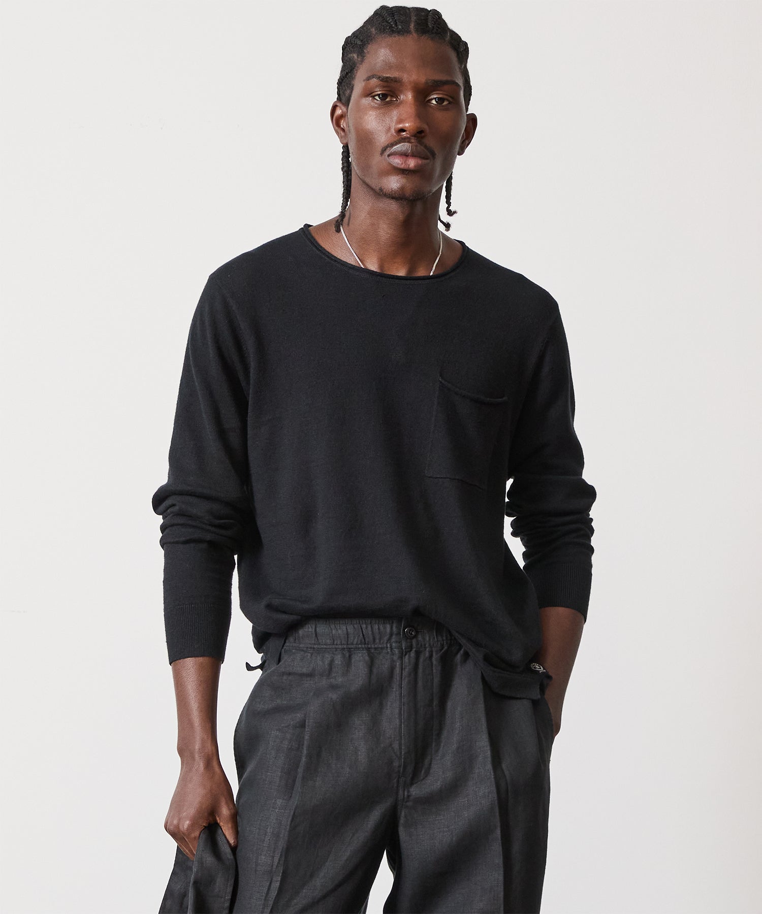 Linen Shore Sweater in Black - Image 2