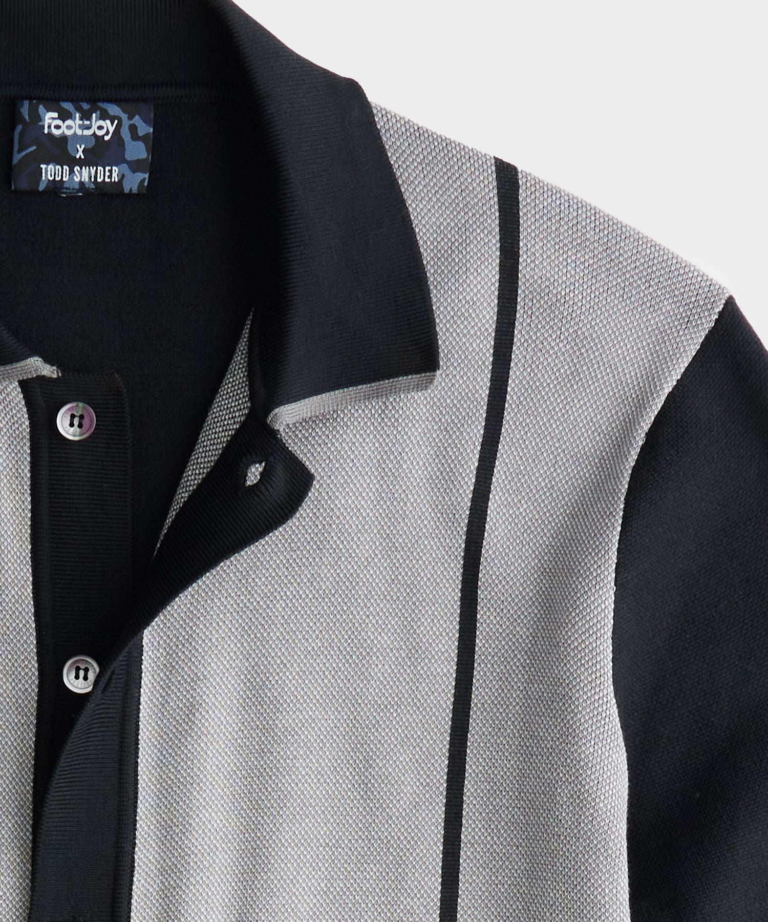 Todd Snyder x FootJoy Full-Placket Long-Sleeve Sweater Polo In Black - Image 3