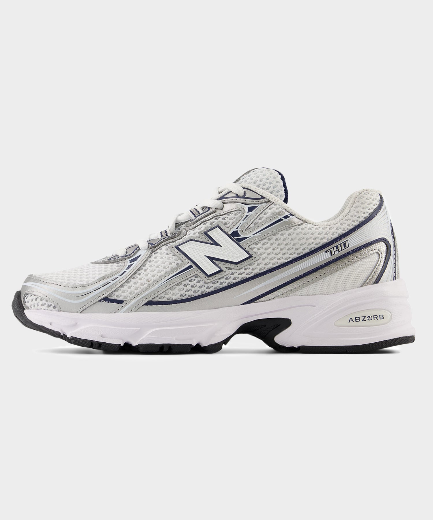 New Balance 740 in White + Navy - Image 3