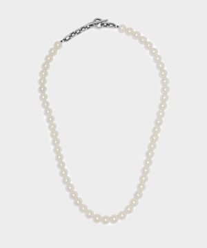 Maor Silver Perla Linka Necklace with White Pearls