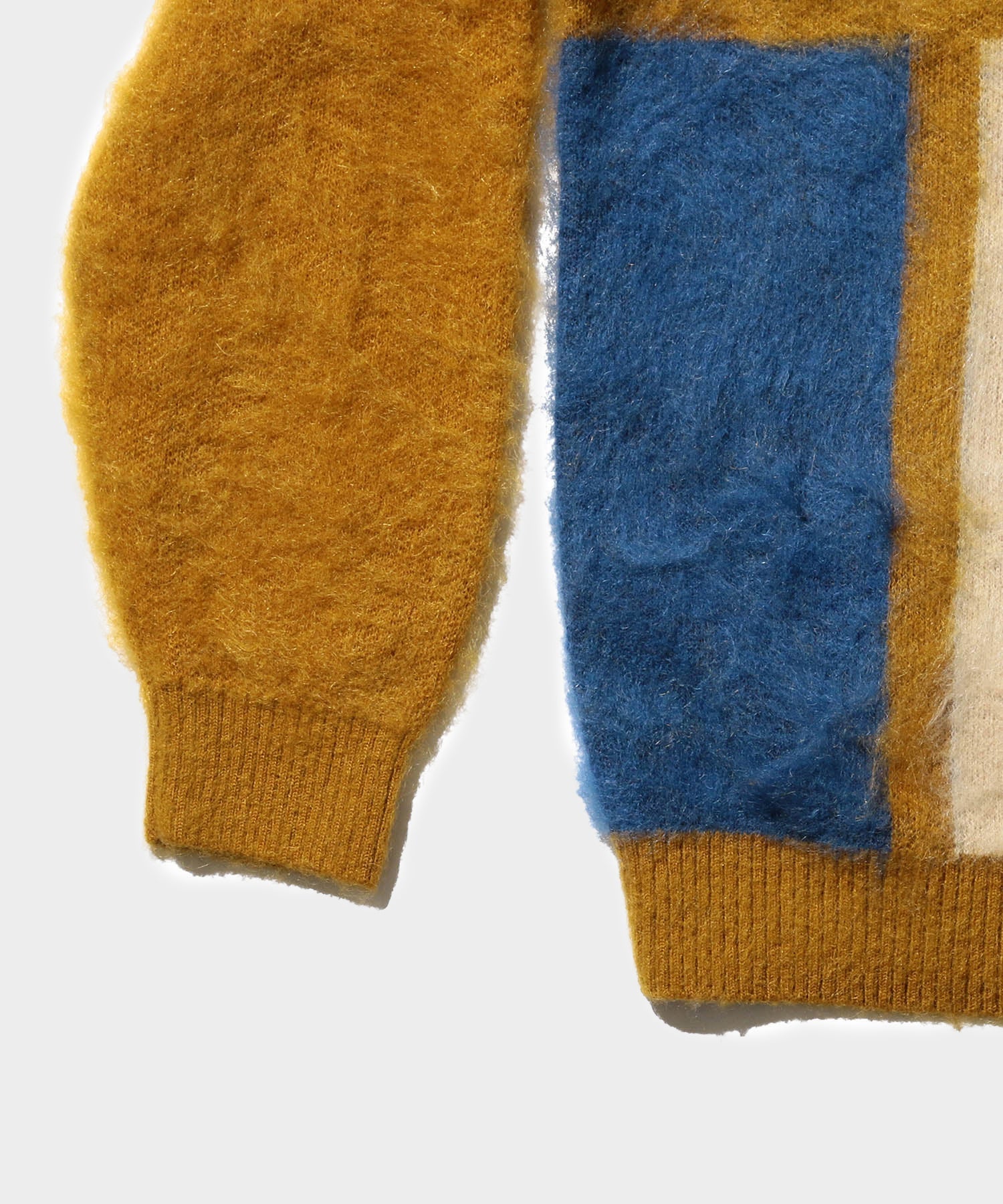 BEAMS Plus Knit Polo Shaggy in Mustard - Image 5