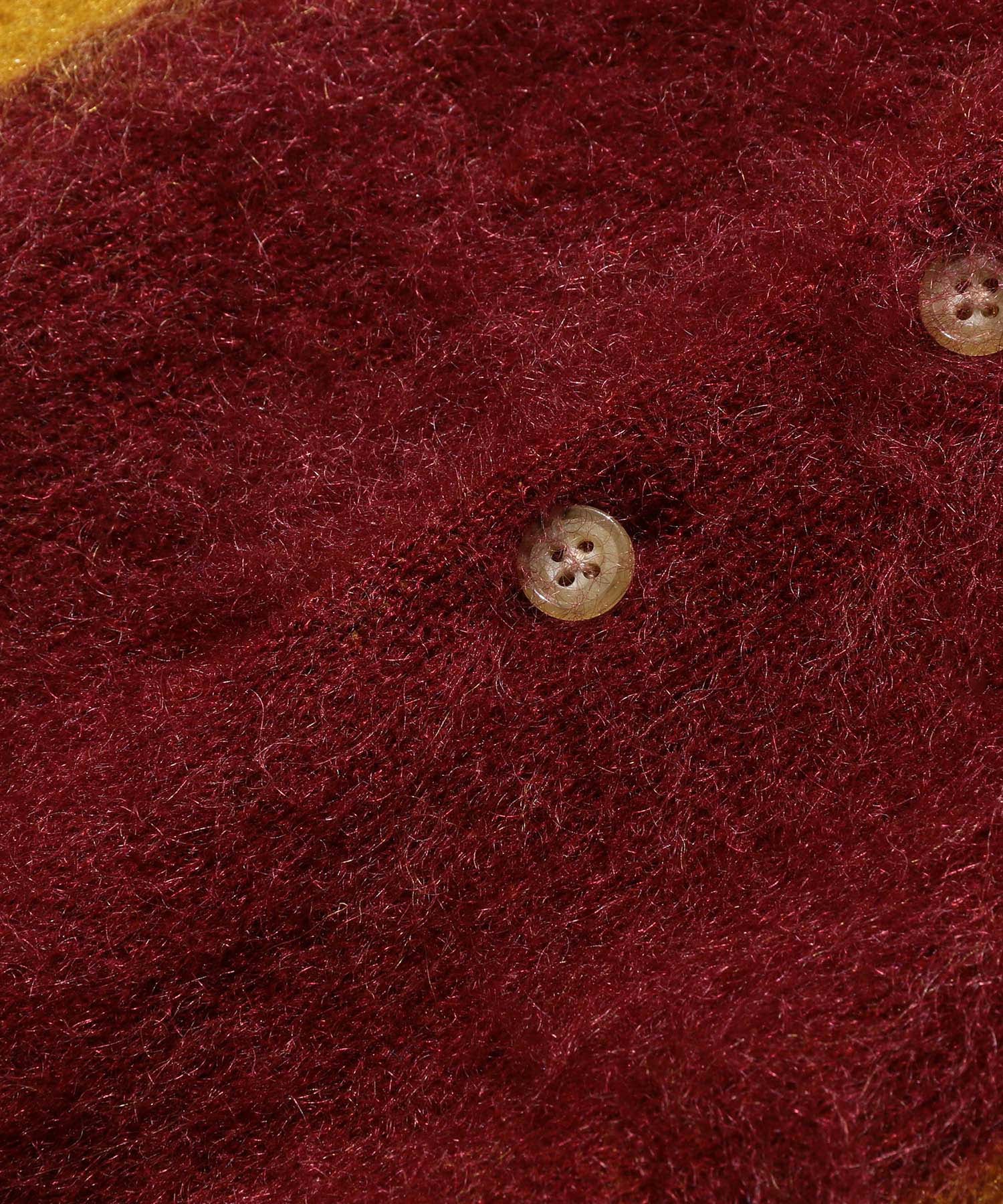 BEAMS Plus Knit Polo Shaggy in Mustard - Image 4