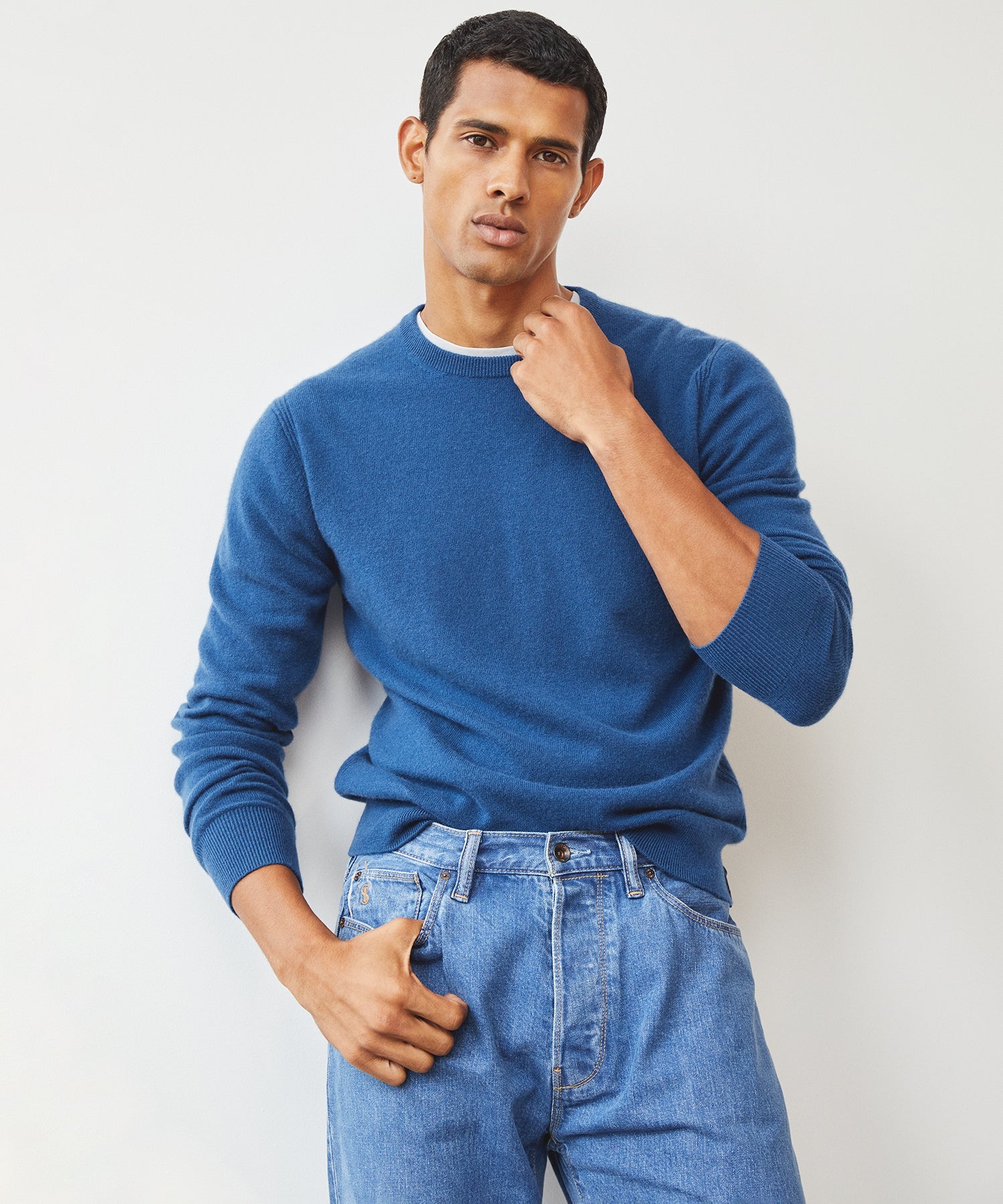 Cashmere Crewneck in Dark Teal - Image 2