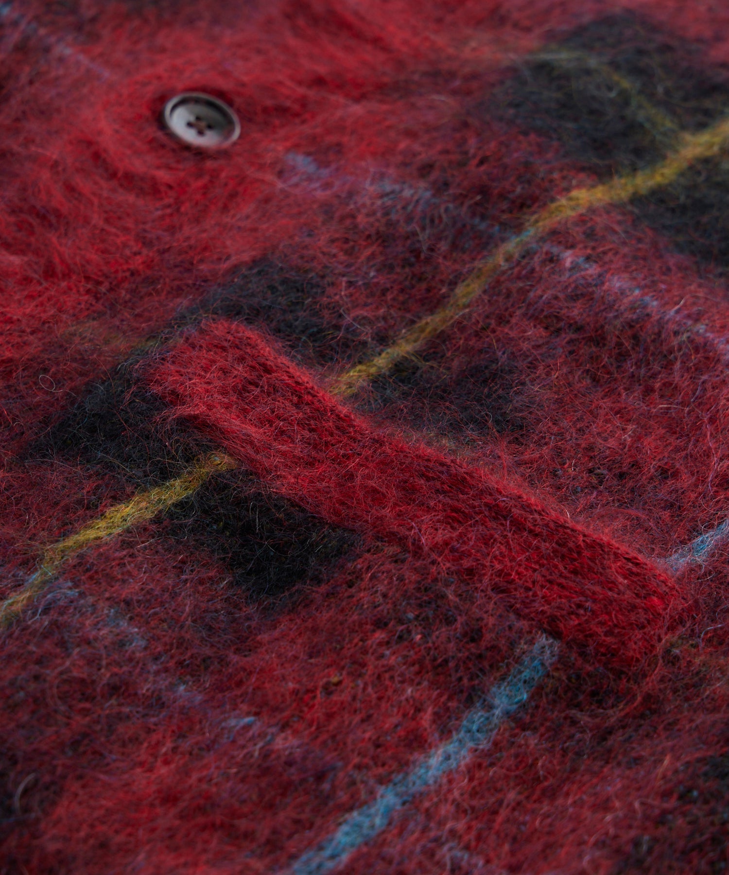Check Mohair Cardigan in Barn Red - Image 2