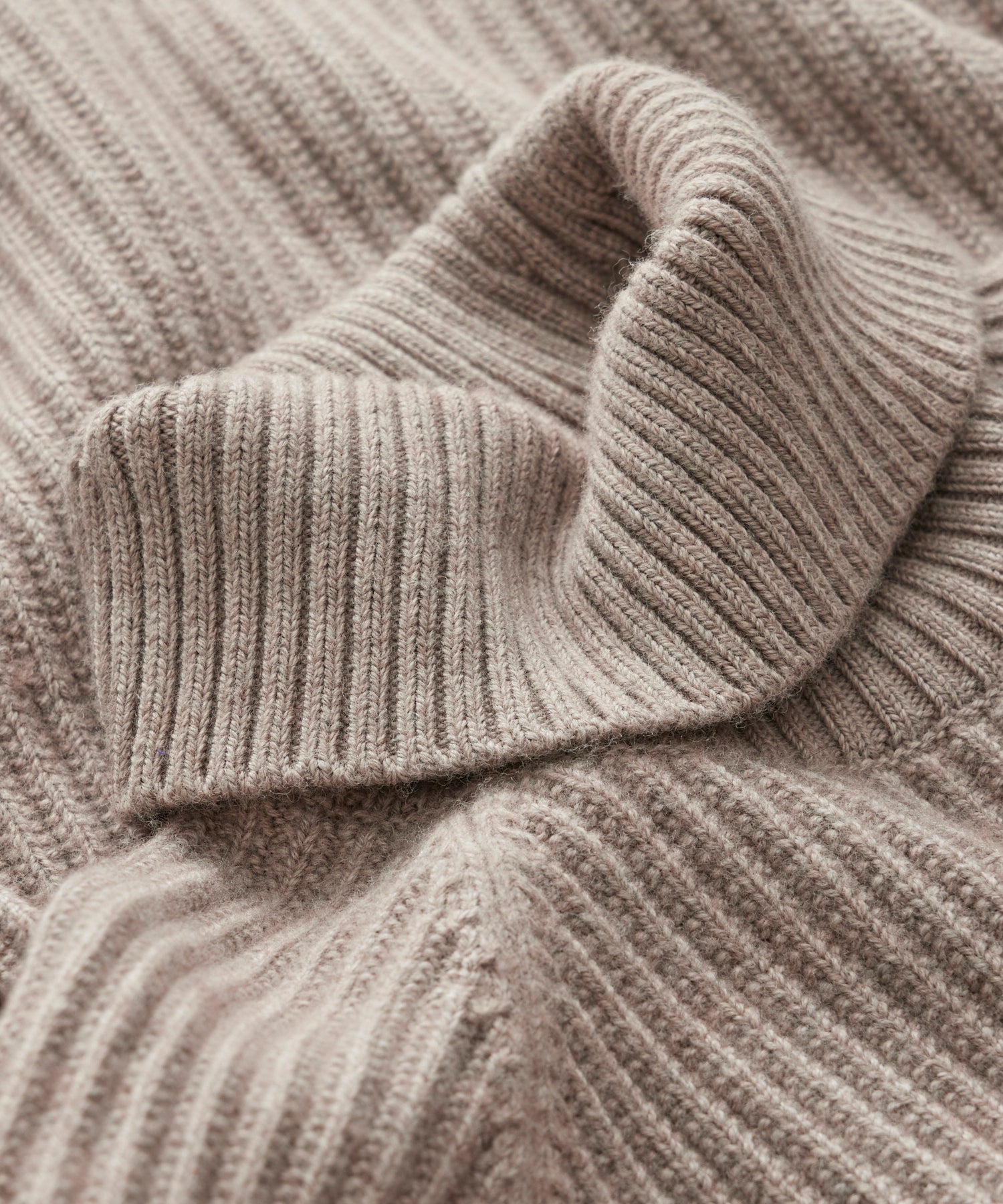 Fisherman Stitch Ribbed Turtleneck in Desert Beige - Image 2