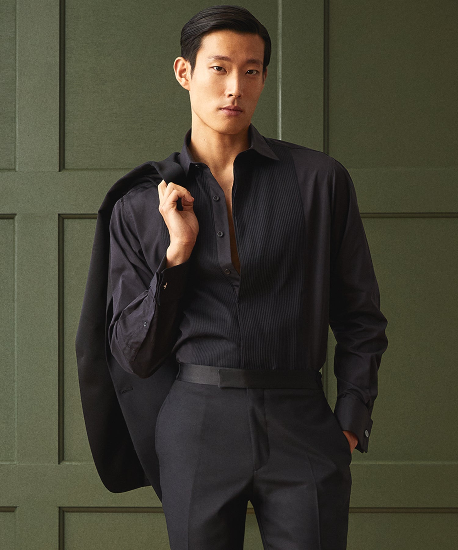 Hamilton + Todd Snyder Cotton Pleated Spread Collar Tuxedo Shirt - Image 2