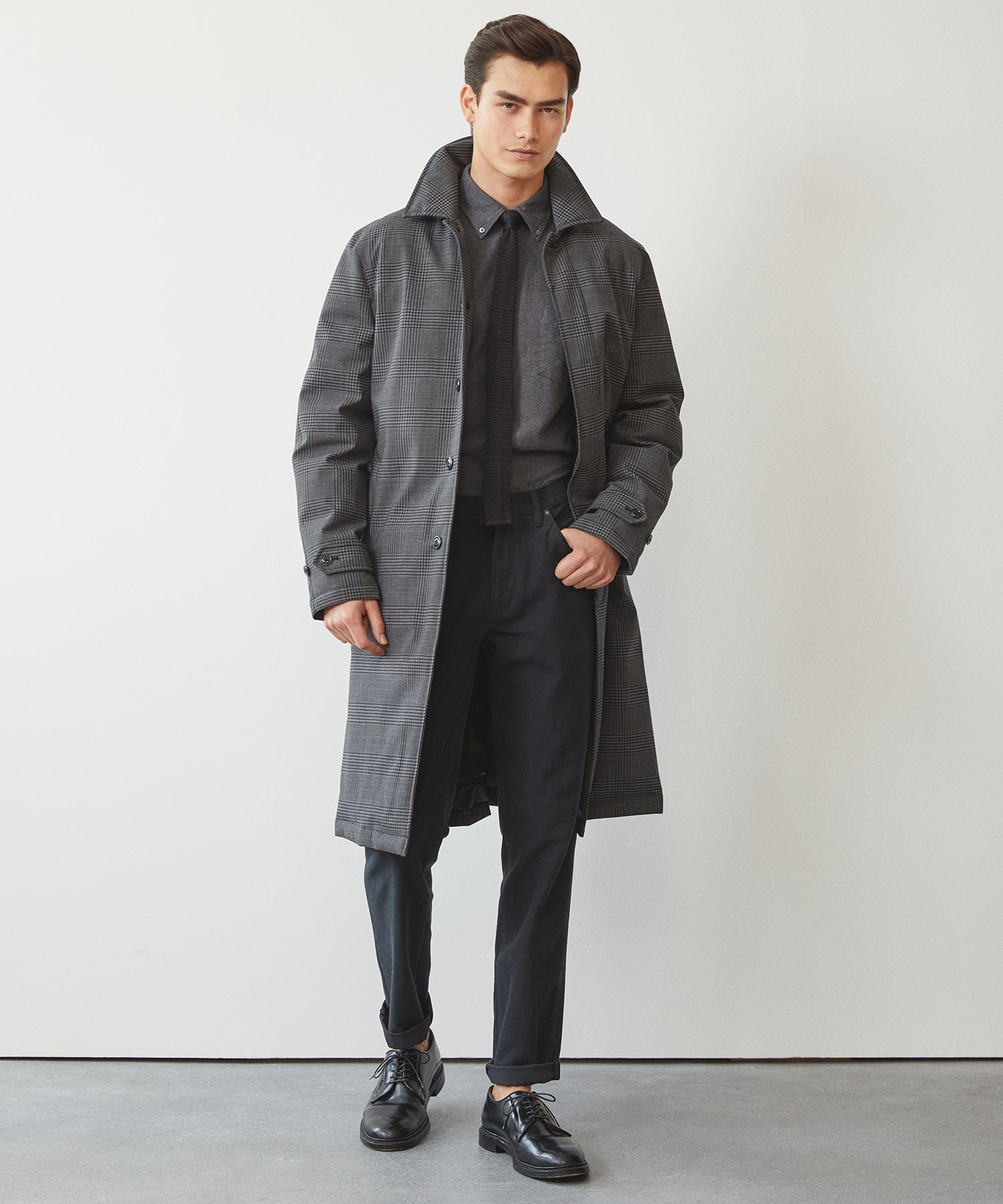 Italian Down Balmacaan in Grey Glenplaid - Image 10