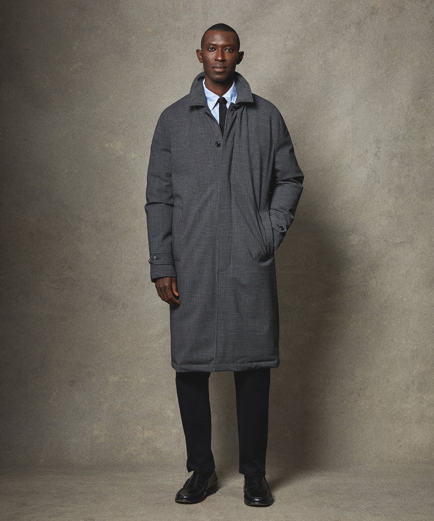 Italian Down Balmacaan in Grey Glenplaid - Image 6