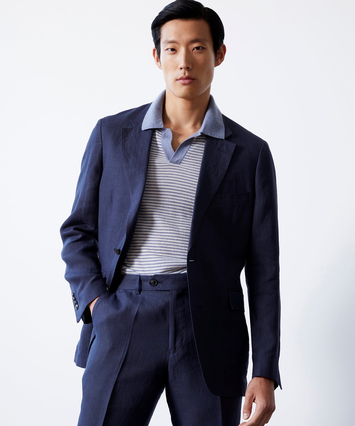 Italian Hemp Sutton Jacket in Navy Ink - Image 2
