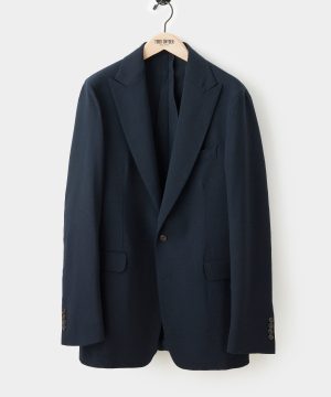 Italian Peak Lapel Hopsack Sport Coat in Navy