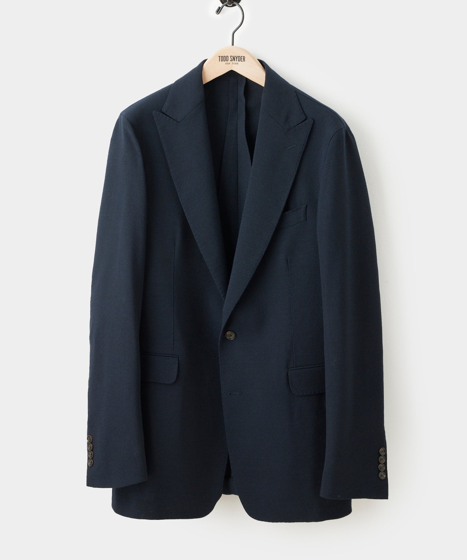 Italian Peak Lapel Hopsack Sport Coat in Navy