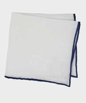 Italian Linen Pocket Square in Navy