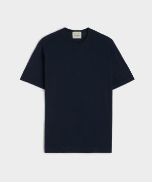John Smedley Lorca Short Sleeve Knit Shirt in Navy