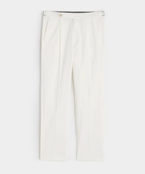 Lightweight Cotton Side Tab Trouser in White