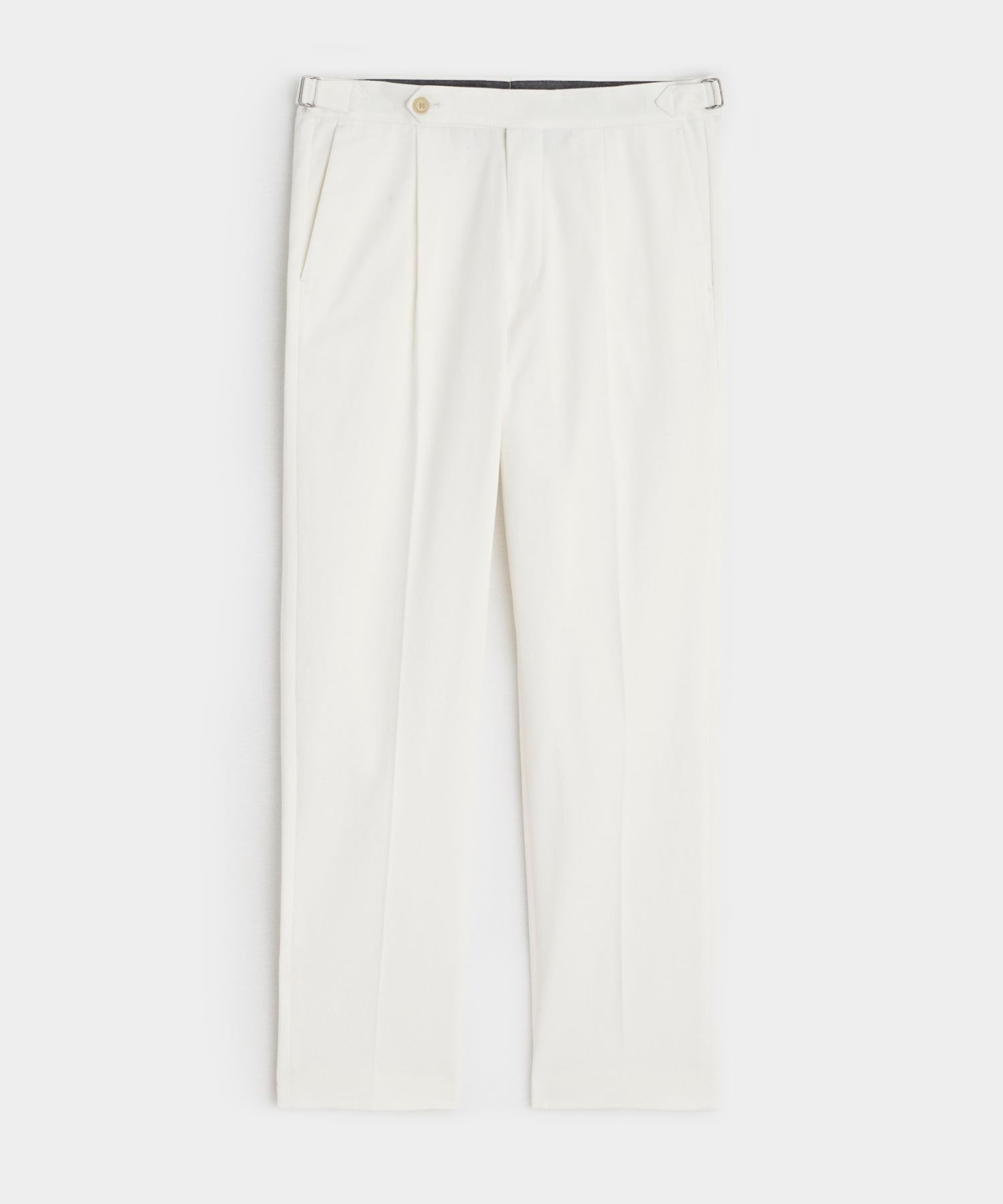 Lightweight Cotton Side Tab Trouser in White