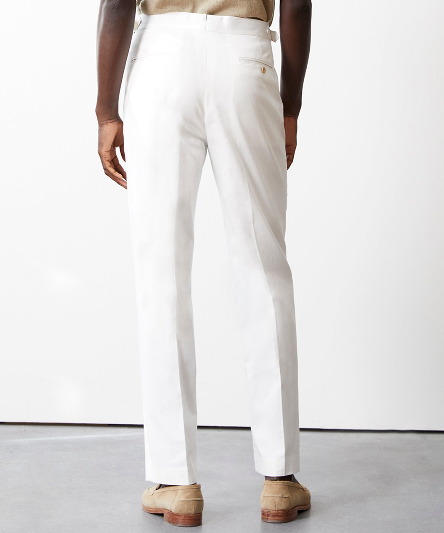 Lightweight Cotton Side Tab Trouser in White - Image 4