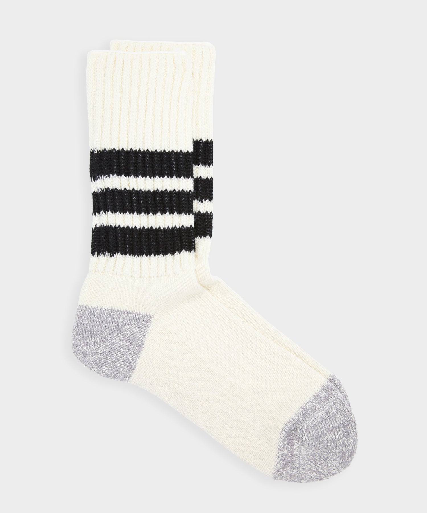 Rototo Coarse Ribbed Old School Crew Socks in Black