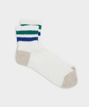 RoToTo Old School Ankle Sock in Green/Blue