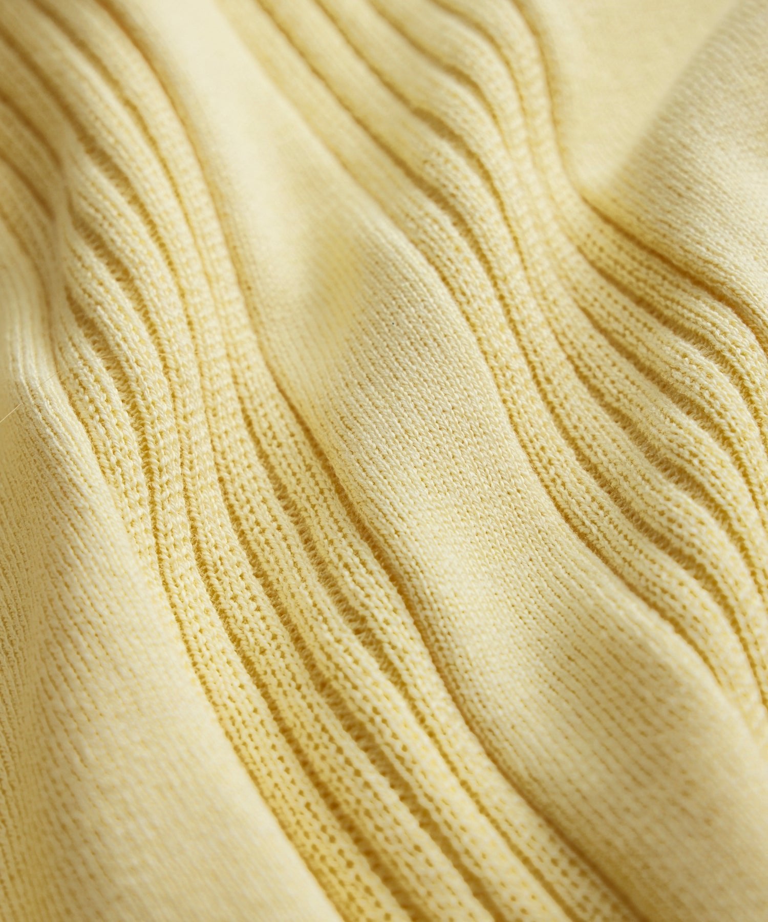 Silk Cotton Ribbed Polo in Lemon - Image 2