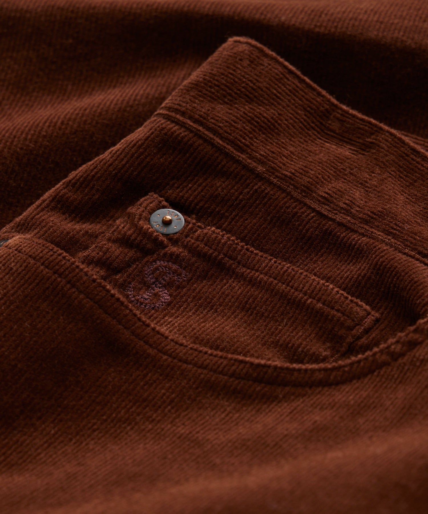Slim Fit 5-Pocket Corduroy Pant in Rust - Image 3