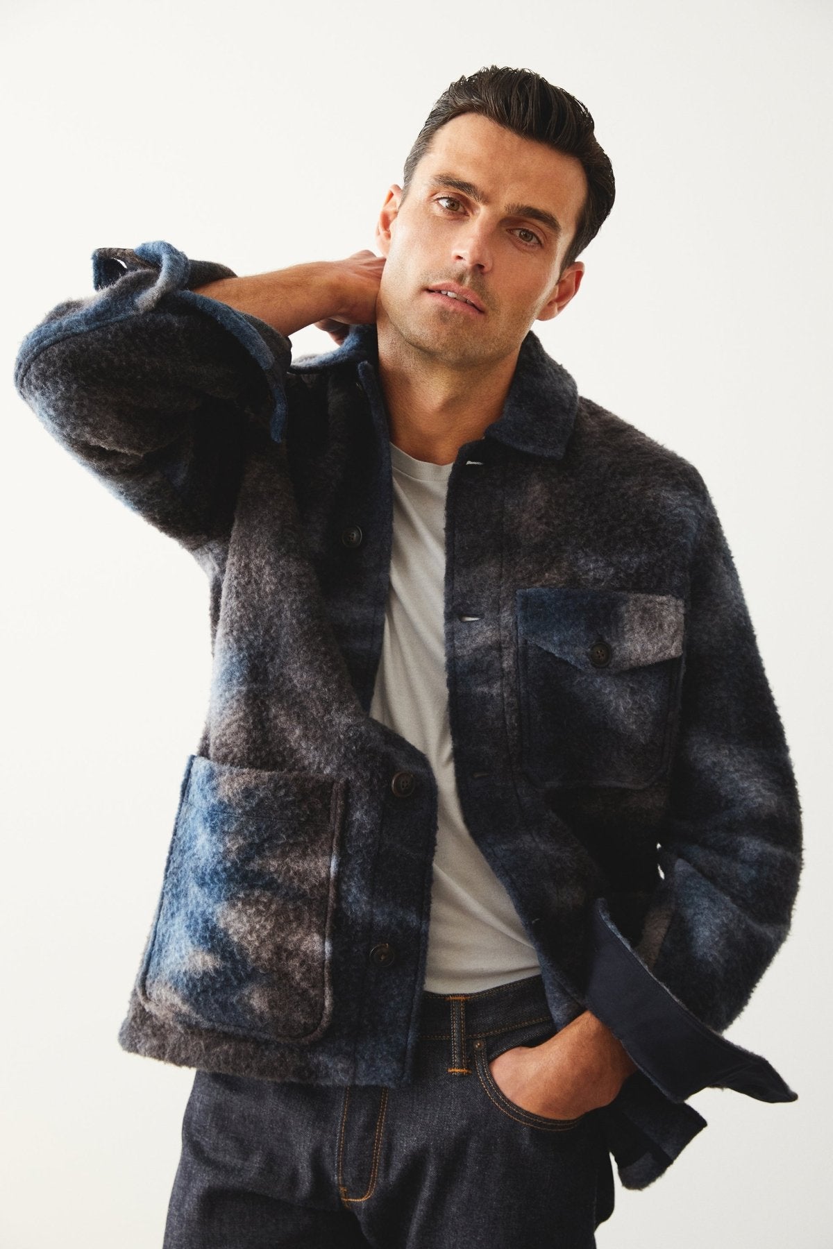 Tie Dye Boucle Chore Jacket in Blue Note - Image 3