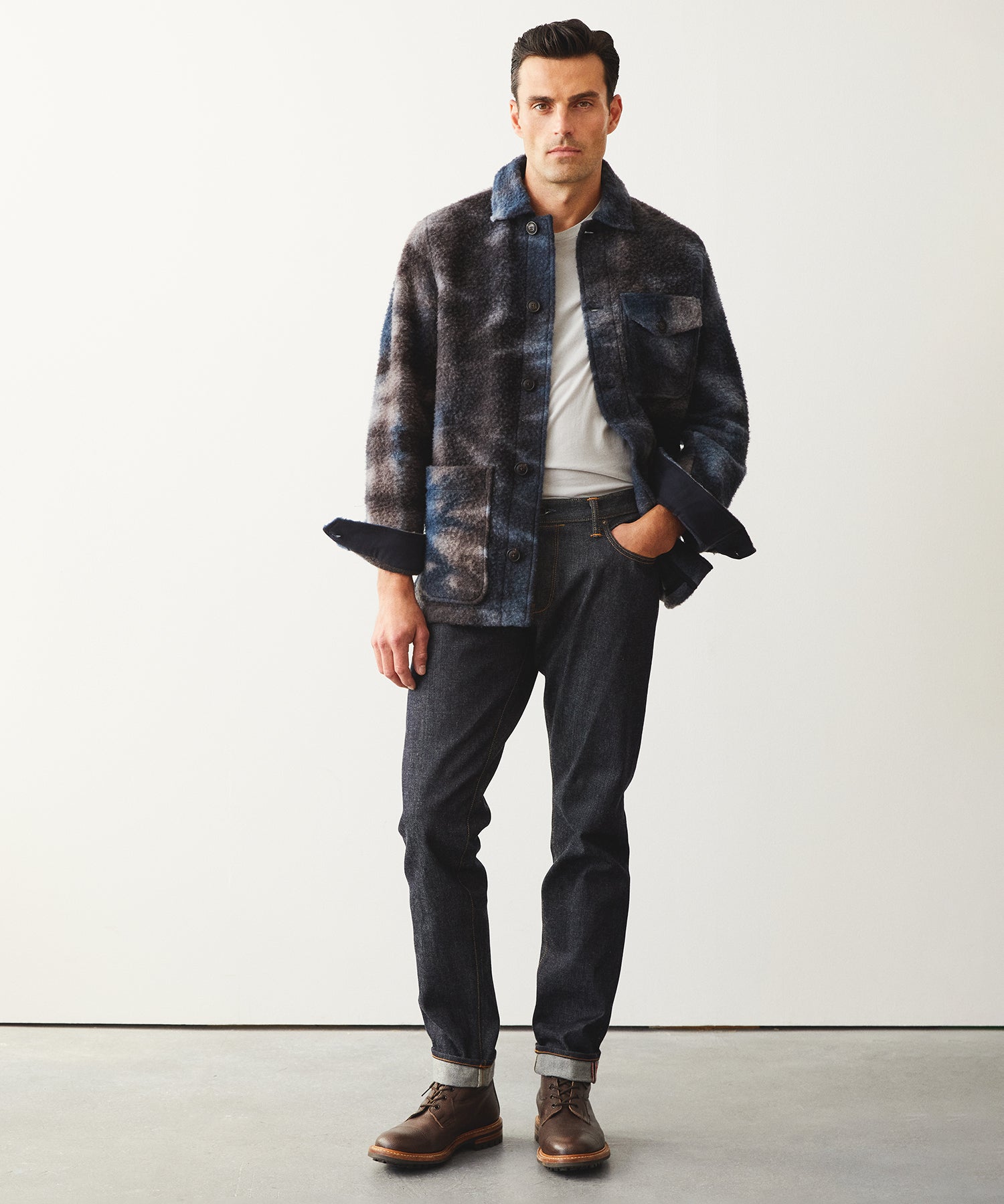 Tie Dye Boucle Chore Jacket in Blue Note - Image 4