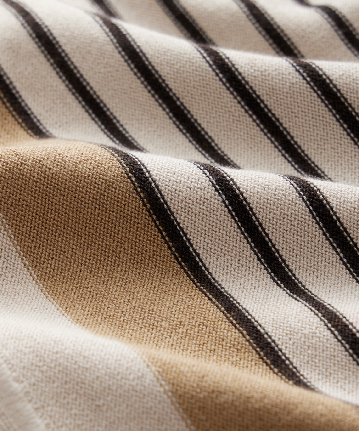 Silk-Cotton Striped Full-Placket Sweater Polo - Image 3